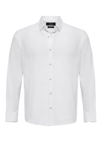 Men's White Linen Blend Shirt