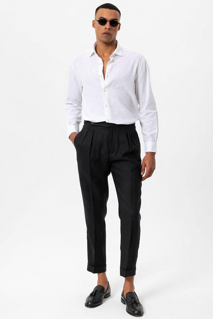 Men's White Linen Blend Shirt