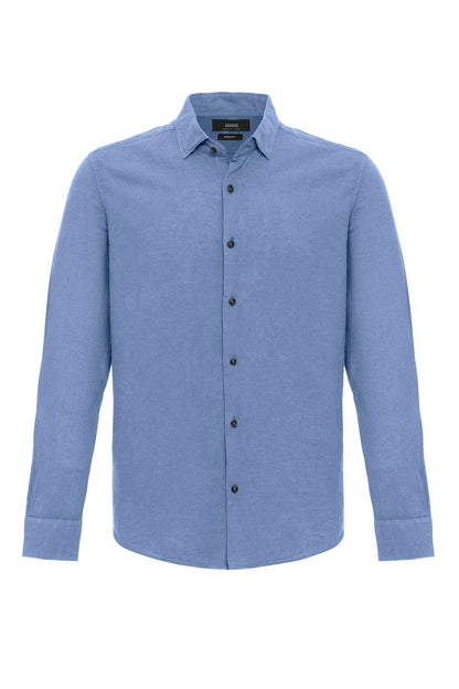Men's Baby Blue Linen Blend Shirt