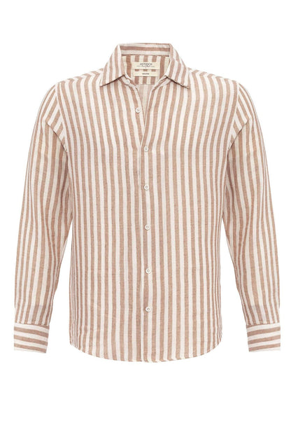 KOALA SYDNEY Men's Beige Contrast Striped Shirt