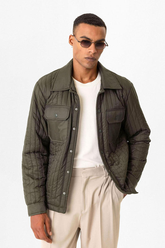 Dark Khaki Lightweight Quilted Men's Jacket