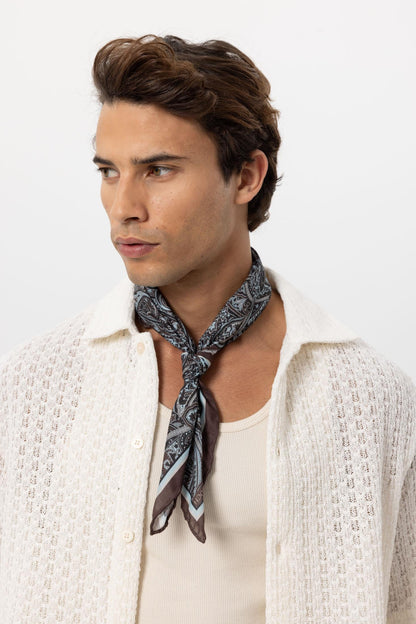 Men's Dark Brown Ethnic Patterned Scarf