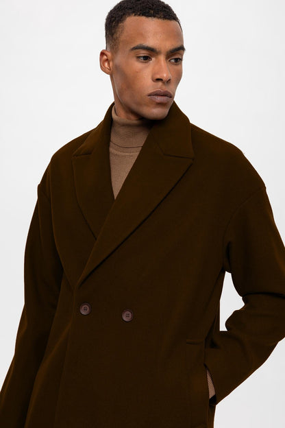 KOALA SYDNEY  Dark Brown Oversized Double-Breasted Men's Coat -