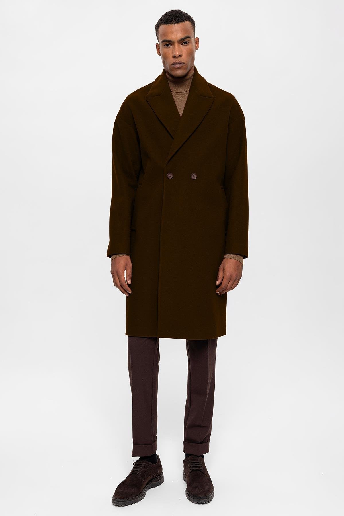 KOALA SYDNEY  Dark Brown Oversized Double-Breasted Men's Coat -