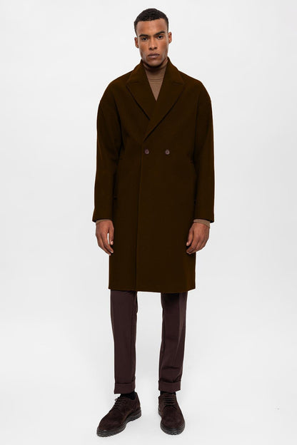 KOALA SYDNEY  Dark Brown Oversized Double-Breasted Men's Coat -