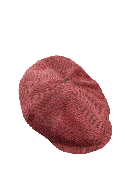 Burgundy Wool Coat, Knit Sweater, Scarf, Cap, and Patterned Trousers Combination - Noble Winter Style
