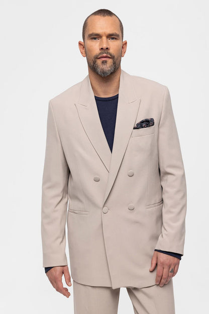 Men's Double Breasted Stone Blazer Jacket