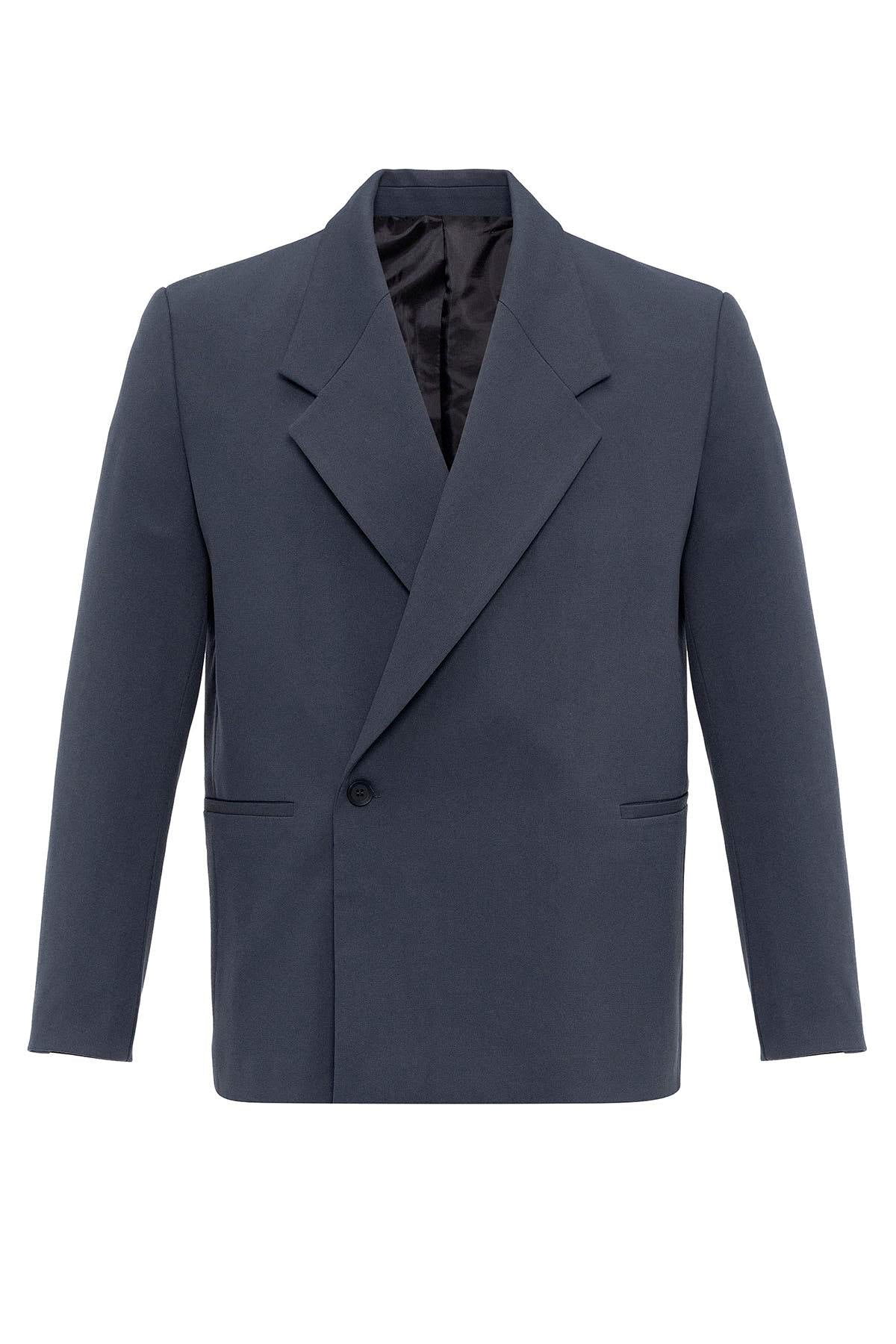 Men's Smoked Double-Breasted Flap Pocket Blazer
