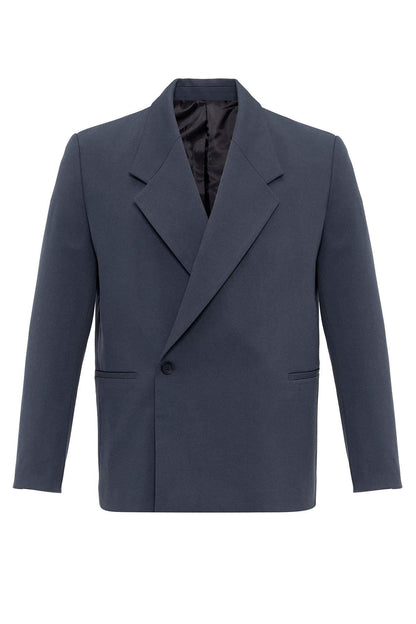 Men's Smoked Double-Breasted Flap Pocket Blazer