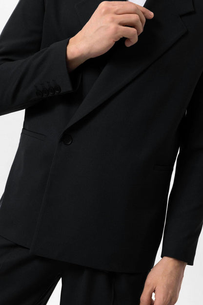Men's Black High-Waisted Buckle Detail Relaxed Fit Pants