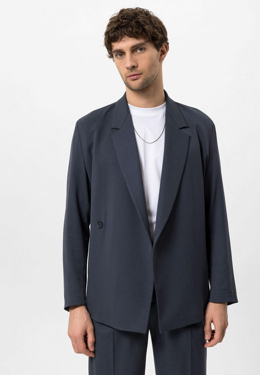 Men's Smoked Double-Breasted Hidden Pocket Blazer