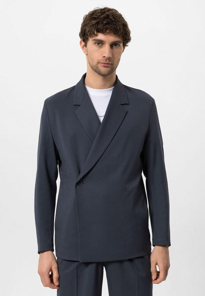 Men's Smoked Double-Breasted Hidden Pocket Blazer