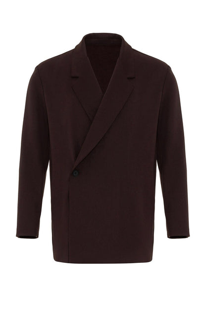 Men's Dark Brown Double Breasted Closure Hidden Pocket Blazer Jacket