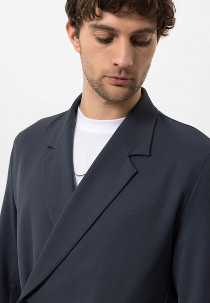 Men's Smoked Double-Breasted Hidden Pocket Blazer