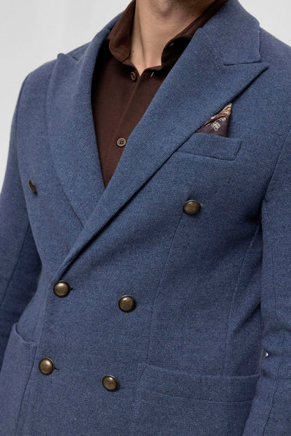 KOALA SYDNEY Men's Indigo Double-Breasted Knitwear Blazer Jacket