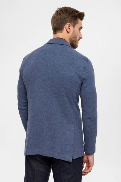 KOALA SYDNEY Men's Indigo Double-Breasted Knitwear Blazer Jacket