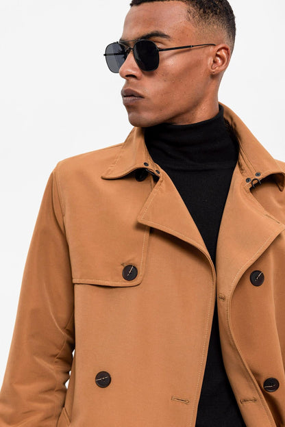 KOALA SYDNEY  Men's Tan Belted Double Breasted Trench Coat -
