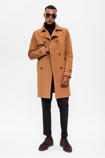 KOALA SYDNEY  Men's Tan Belted Double Breasted Trench Coat -