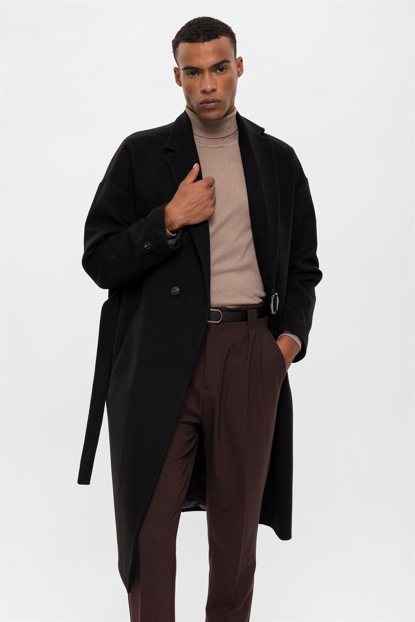 Belted Oversize Men's Coat