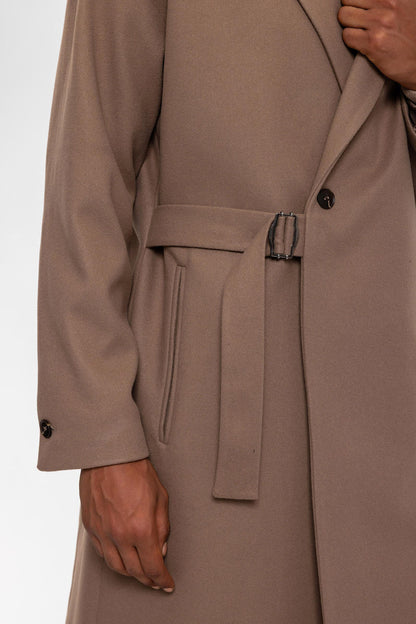 Beige Belted Oversize Men Coats
