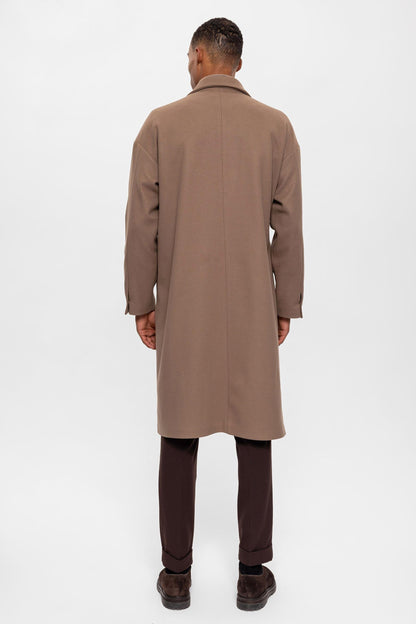 Beige Belted Oversize Men Coats