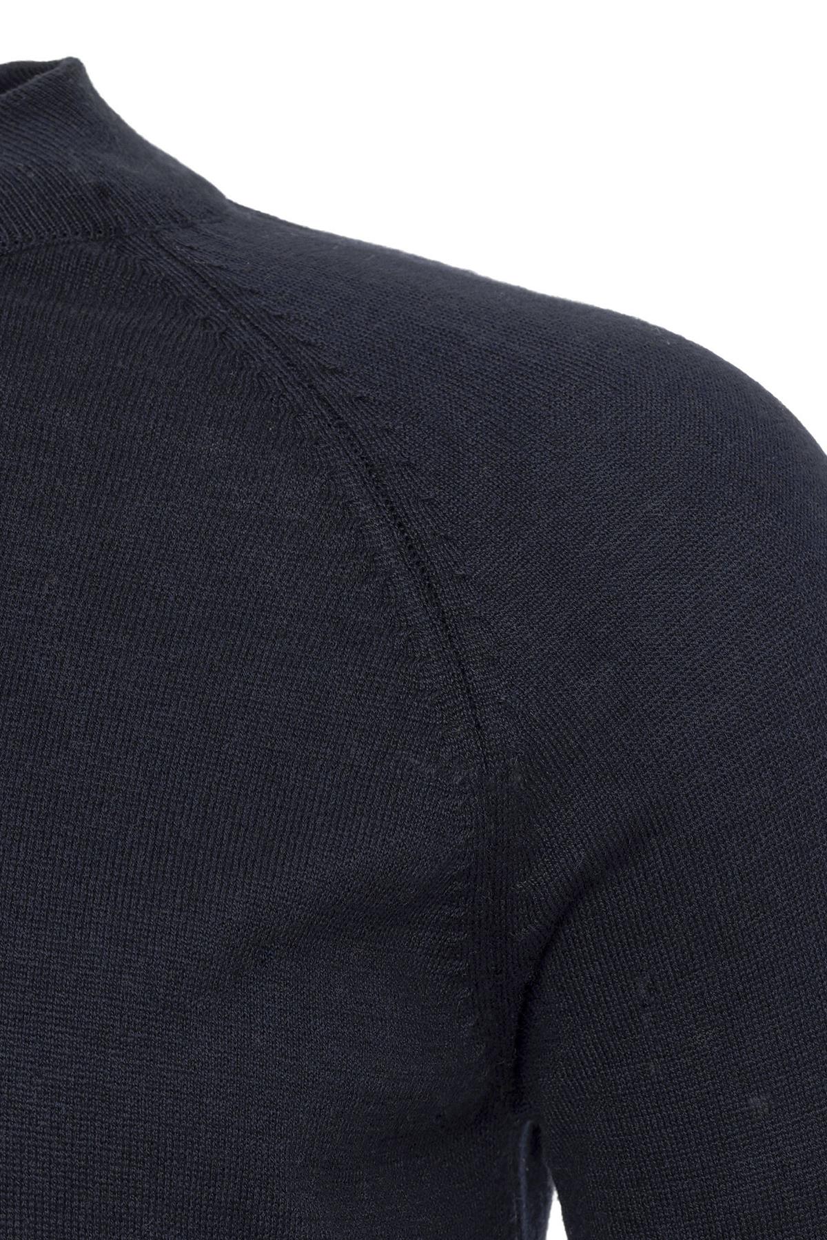 Navy Crew Neck Slim Fit Knit Sweater