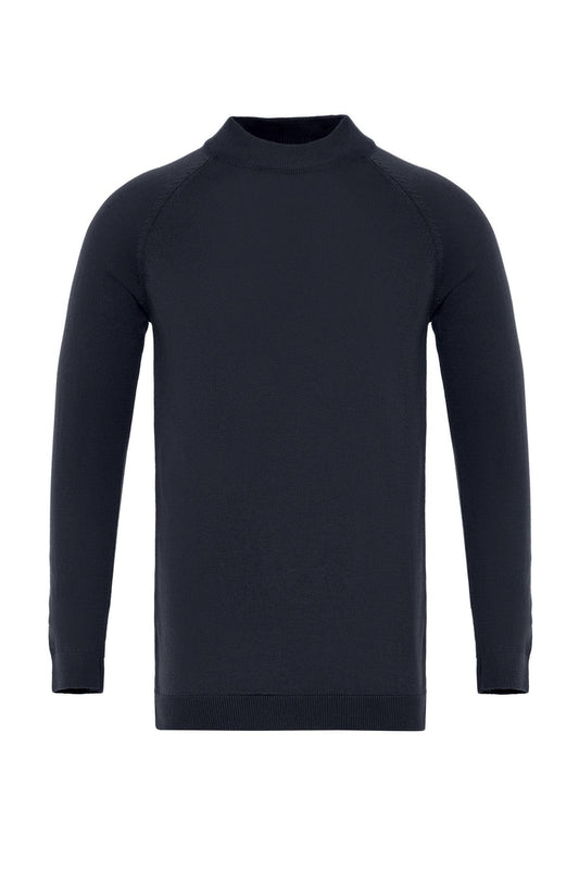 Navy Crew Neck Slim Fit Knit Sweater