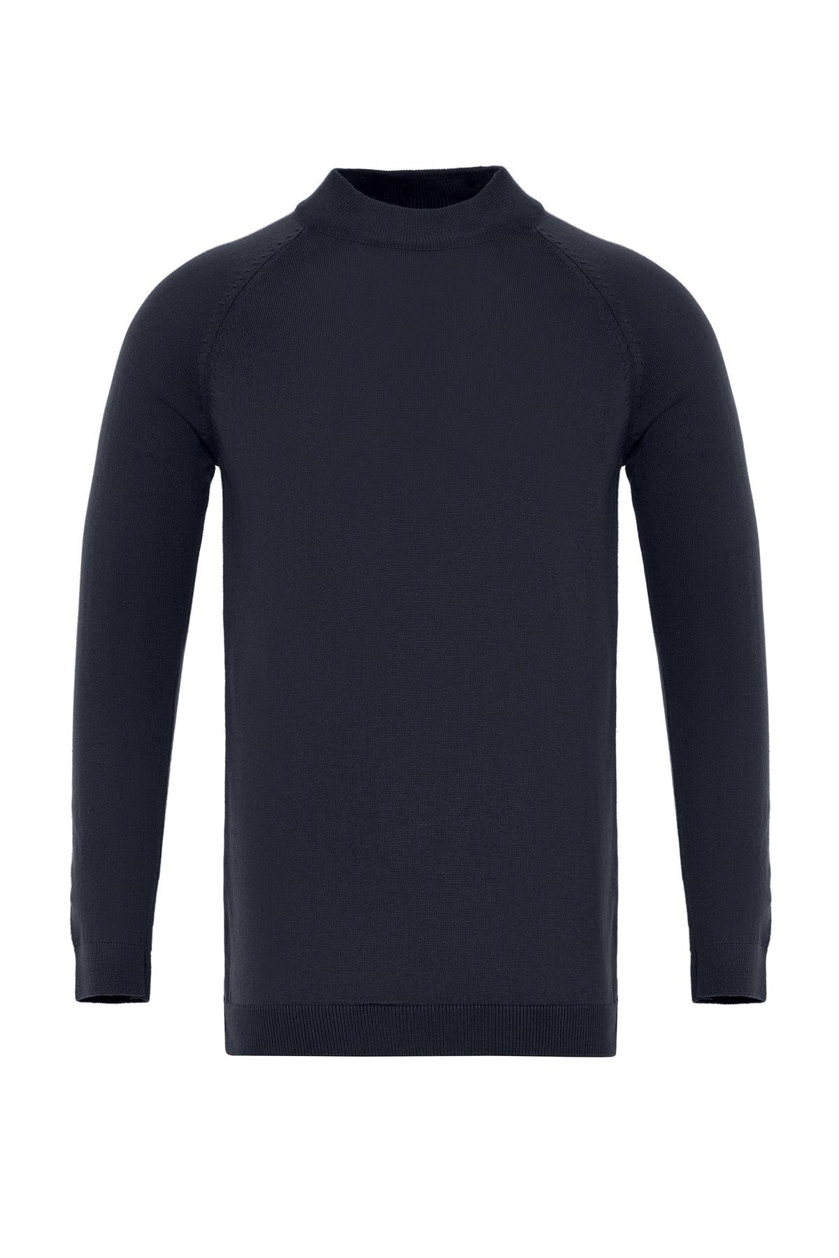 Navy Crew Neck Slim Fit Knit Sweater