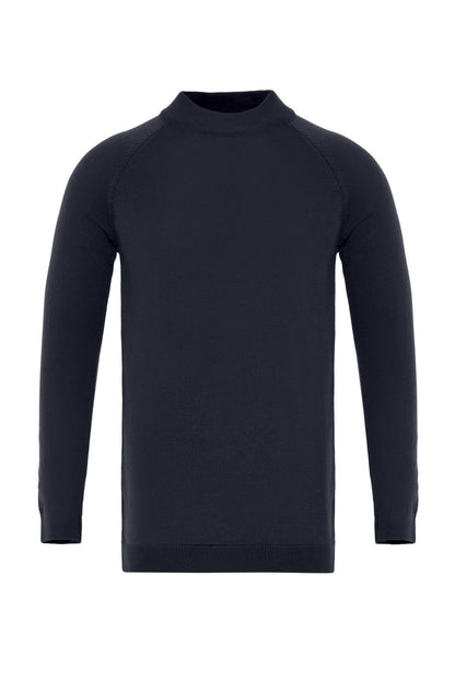 Navy Crew Neck Slim Fit Knit Sweater