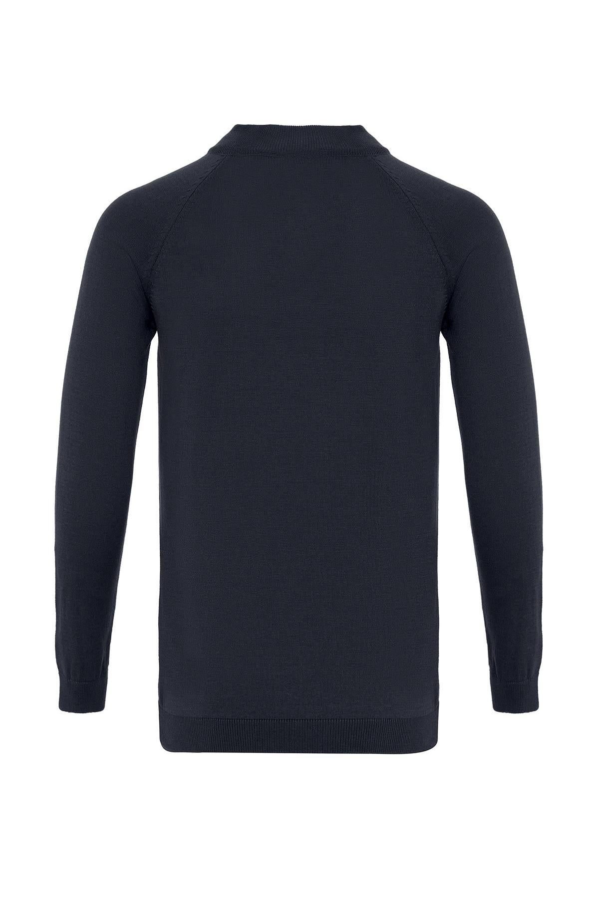 Navy Crew Neck Slim Fit Knit Sweater