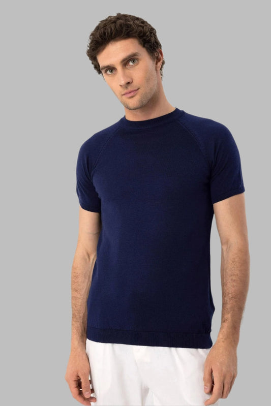 KOALA SYDNEY Men's Navy Blue Navy Crew Neck Knit T-Shirt