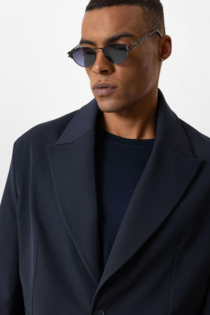Navy Crop Fit Men's Blazer Jacket