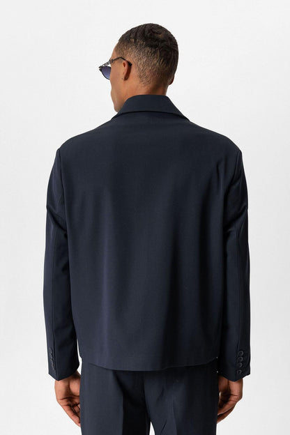 Navy Crop Fit Men's Blazer Jacket