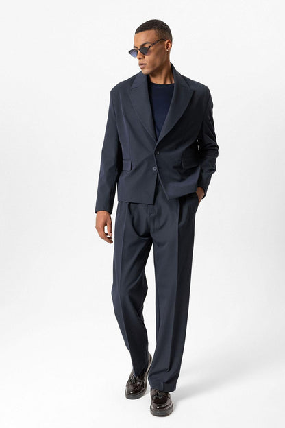 Navy Crop Fit Men's Blazer Jacket