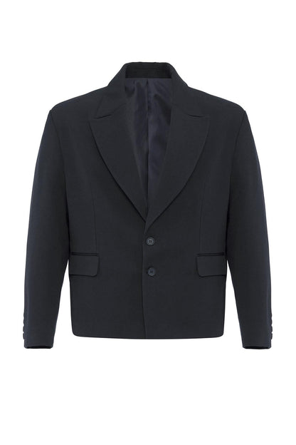 Navy Crop Fit Men's Blazer Jacket
