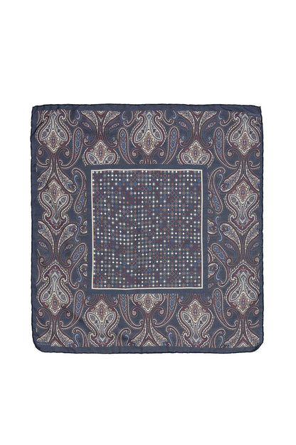 Men's Navy Blue Navy Square Ethnic Patterned Scarf