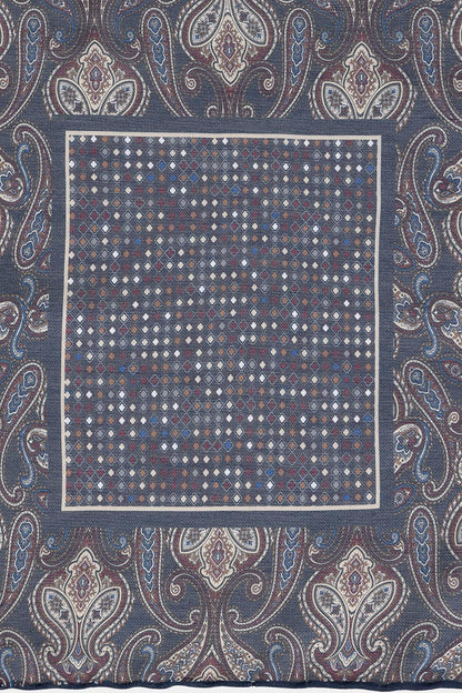 Men's Navy Blue Navy Square Ethnic Patterned Scarf