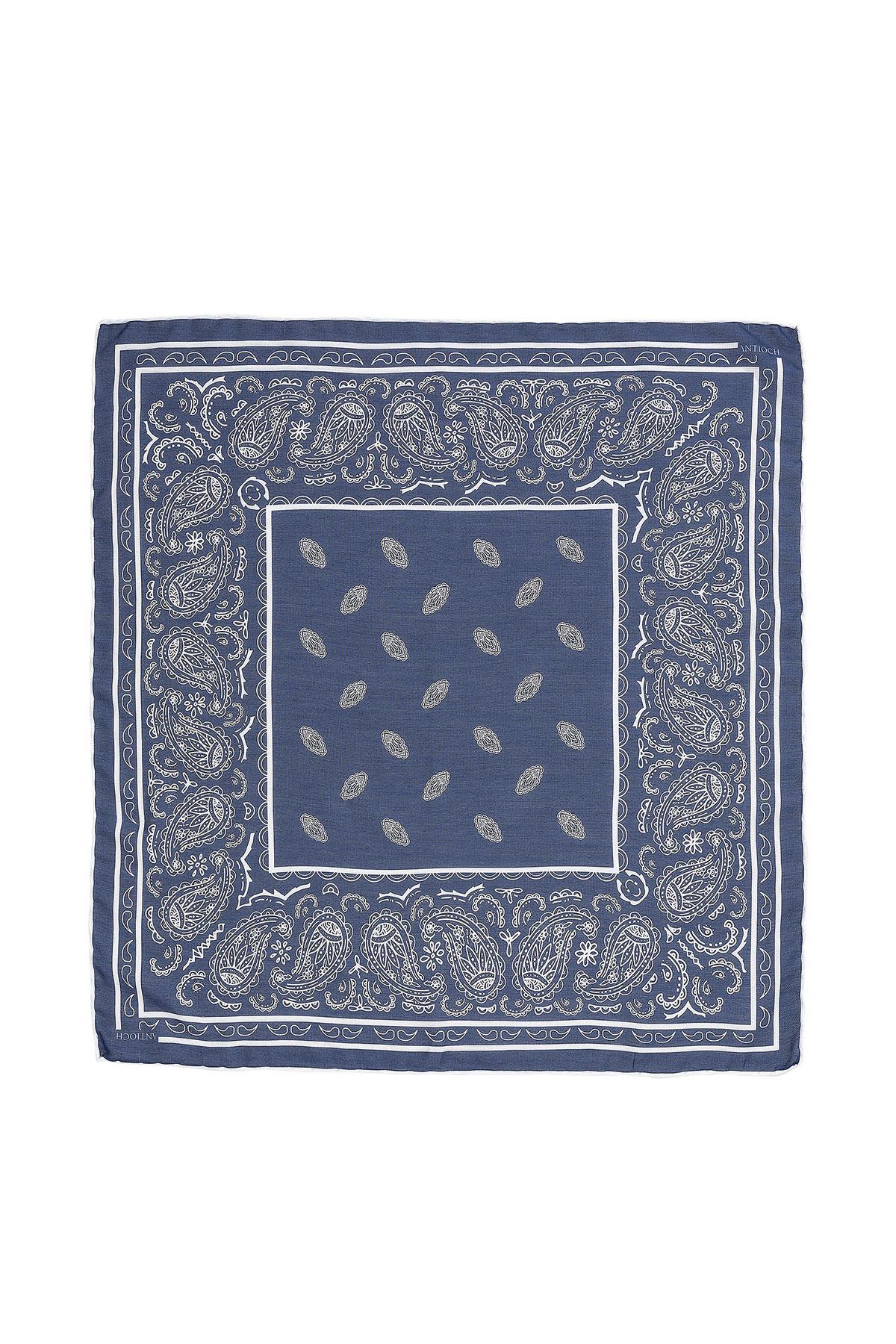 Men's Navy Blue Navy Corner Ethnic Patterned Scarf