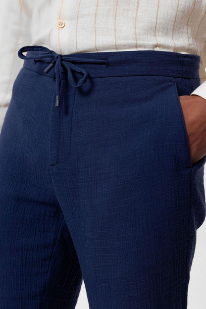 Men's Navy Blue Navy Regular Fit Drawstring Pants