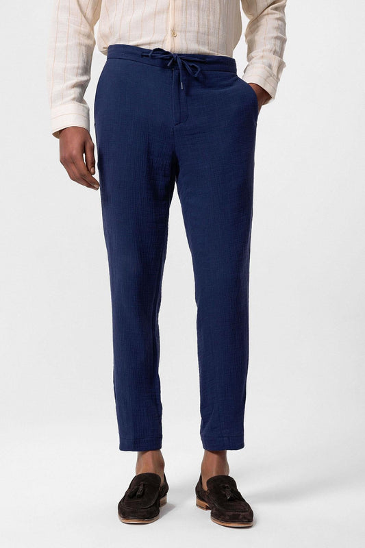 Men's Navy Blue Navy Regular Fit Drawstring Pants