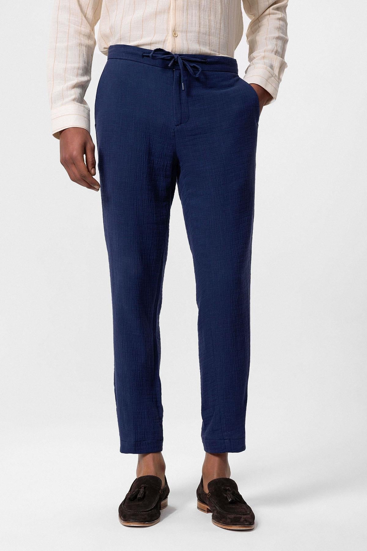 Men's Navy Blue Navy Regular Fit Drawstring Pants