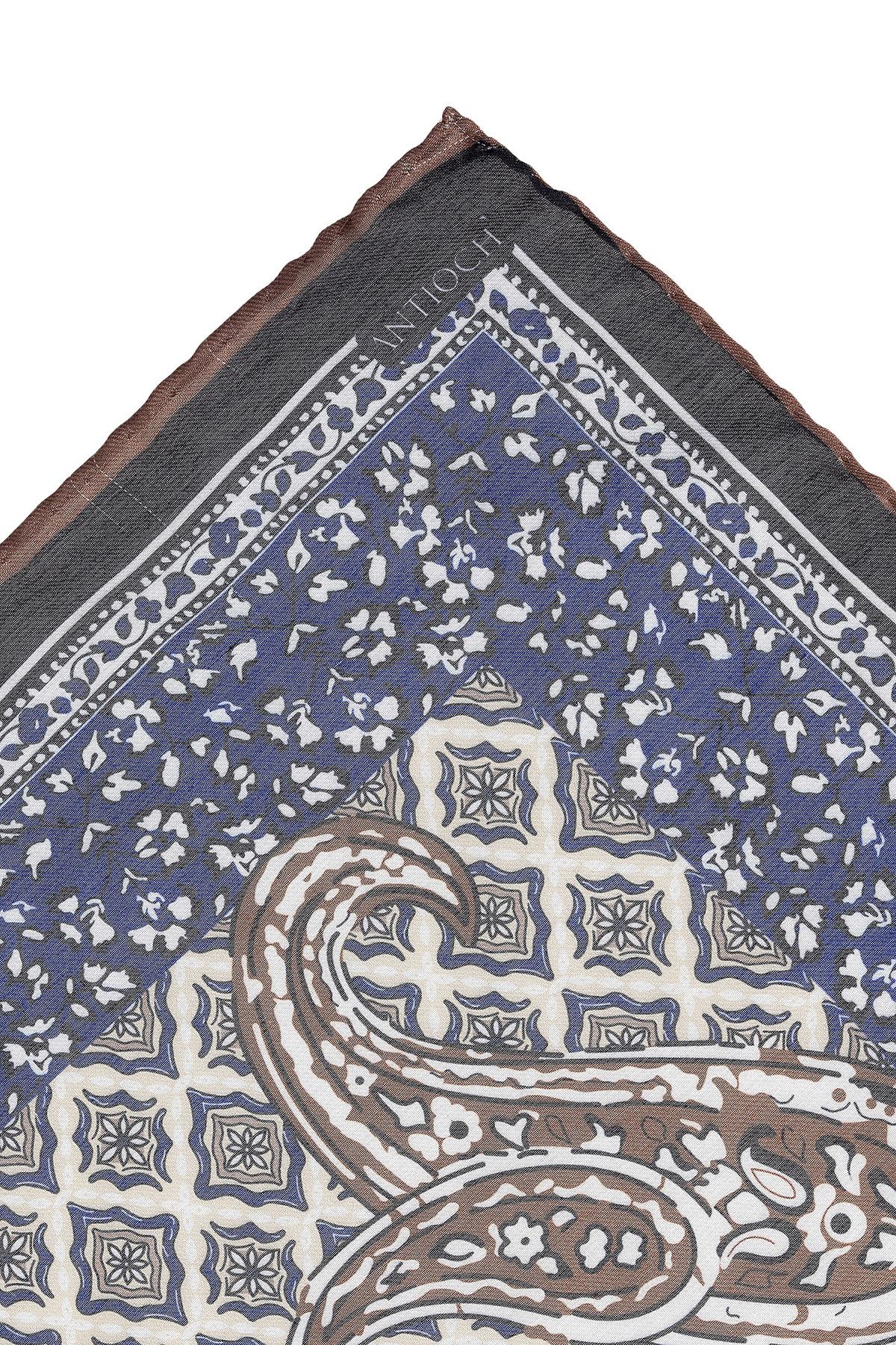 Men's Navy Blue Navy Colored Ethnic Patterned Scarf