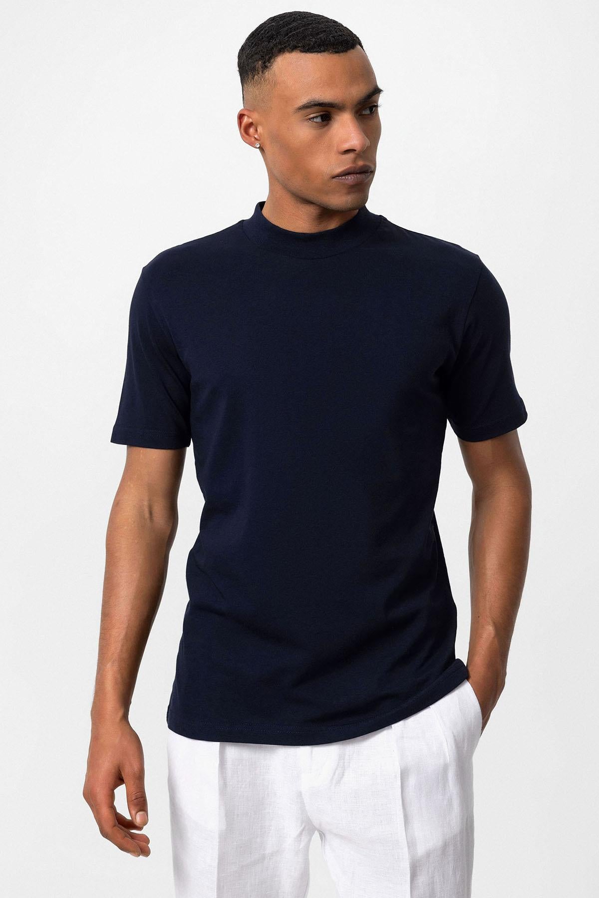KOALA SYDNEY Men's Navy Blue Navy Slim Fit Basic T-Shirt