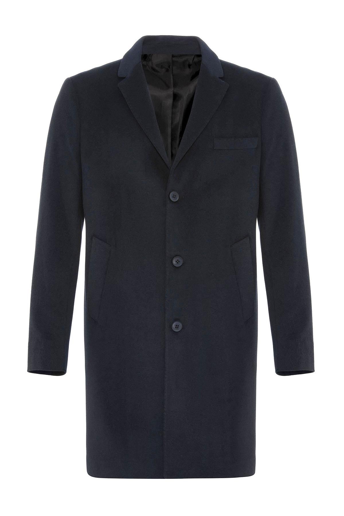 KOALA SYDNEY  Navy Slim Fit Notch Lapel Men's Coat -