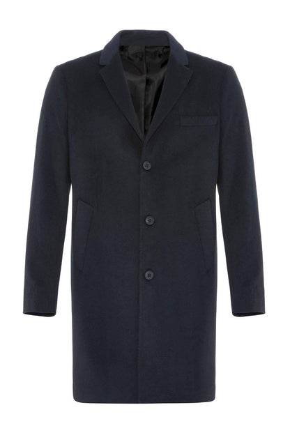 Navy Slim Fit Notch Lapel Men's Coat