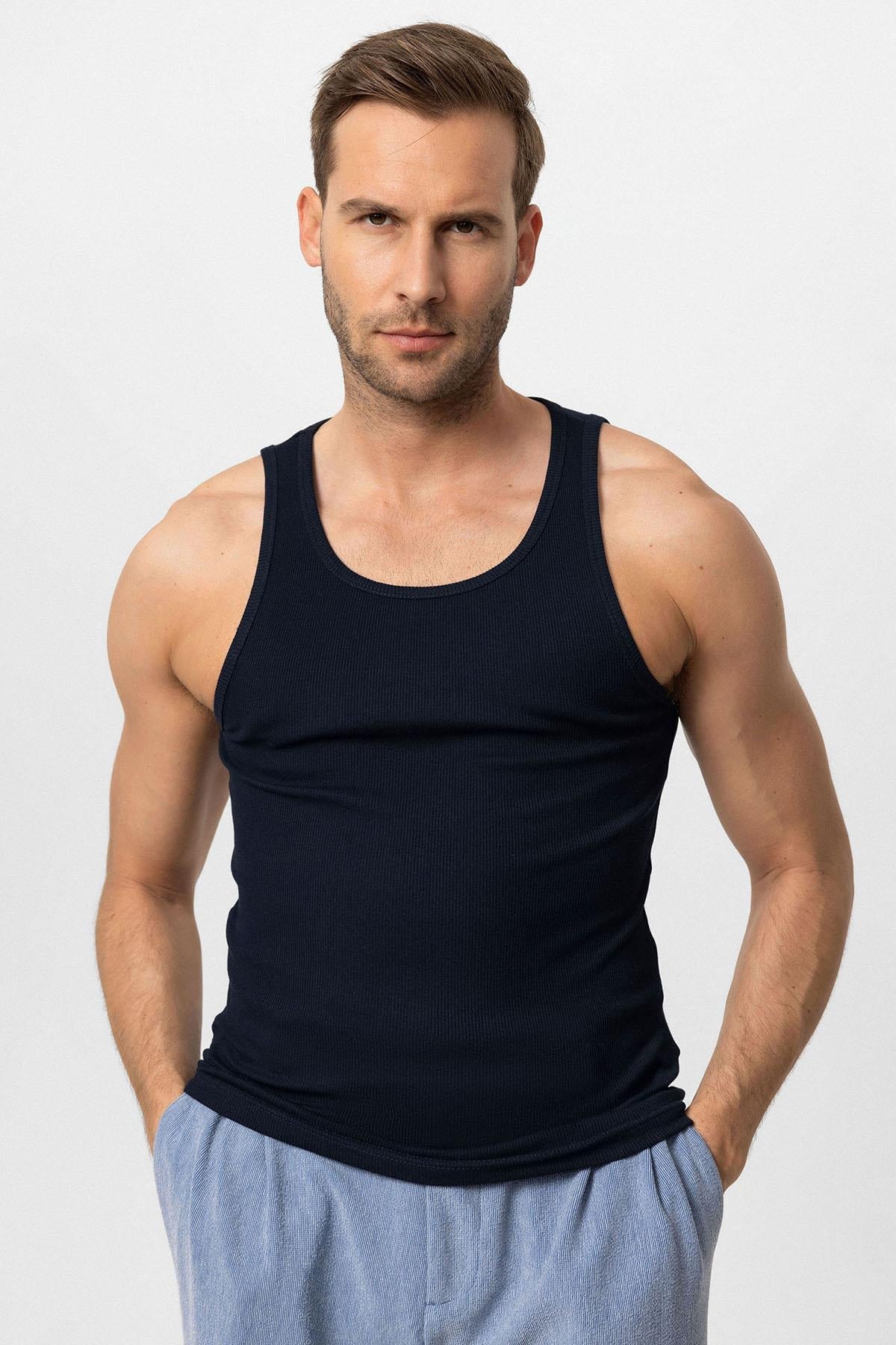 Men's Navy Blue Navy Slim Fit k Top