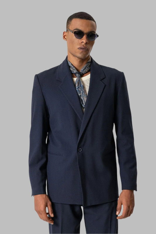 KOALA SYDNEY  Navy Single-Button Relaxed Men's Blazer Jacket