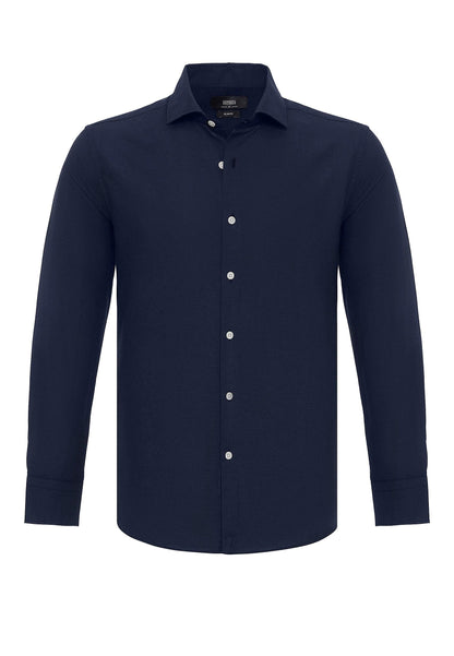 Navy Long-Sleeve Slim Fit Men's Shirt