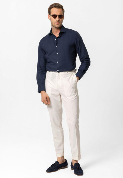 Navy Long-Sleeve Slim Fit Men's Shirt