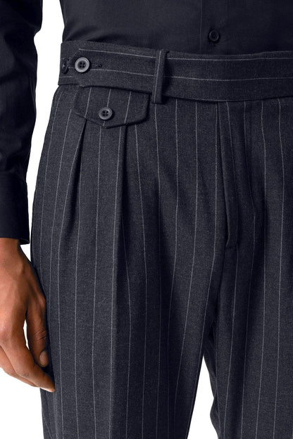 KOALA SYDNEY  Navy High-Waisted Pleated Striped Men's Trousers